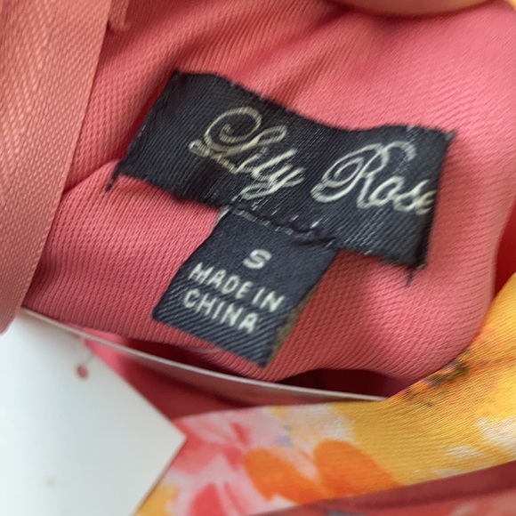 Relisted S XL jrs Lily Rose tie straps floral print rouched dress w ruffle - Picture 15 of 17